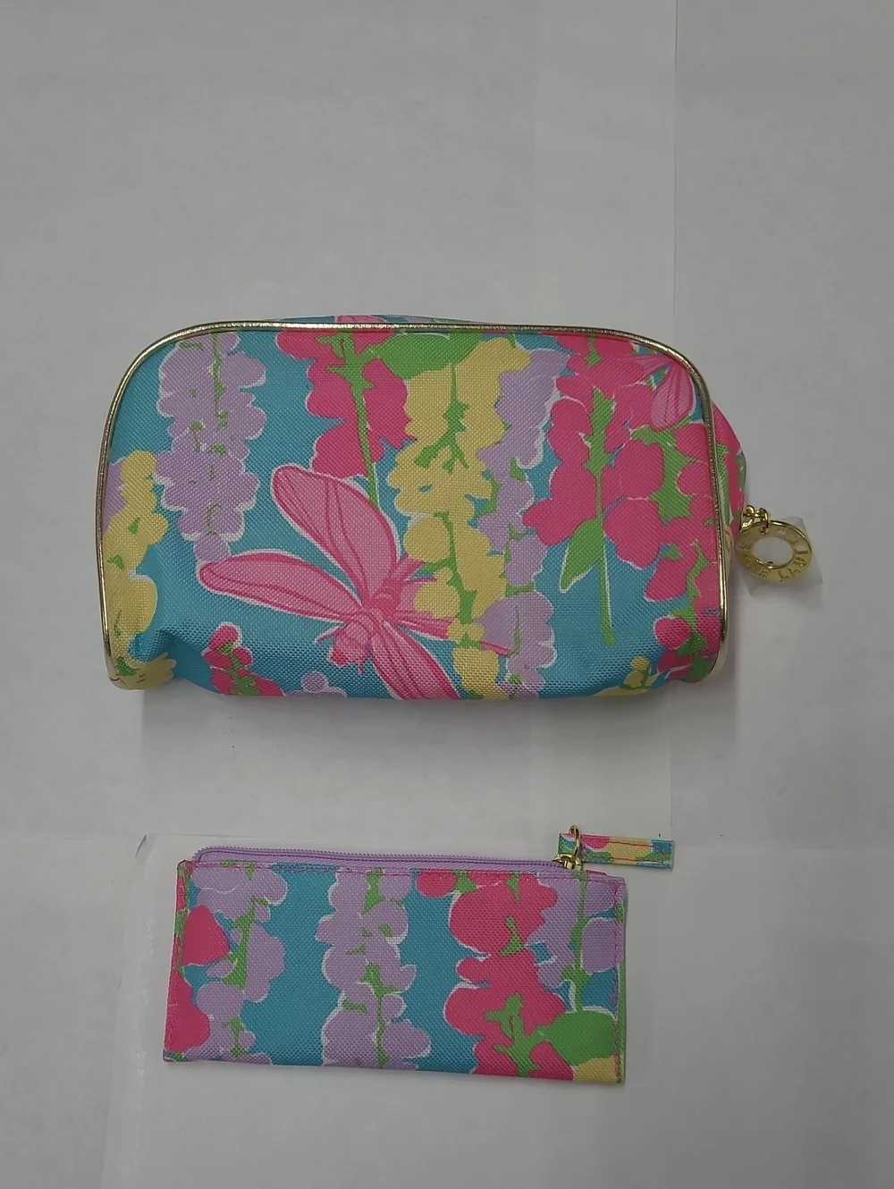 Lilly Pulitzer For Estee Lauder Pink/Yellow Floral Travel/Toiletry/Makeup Bag OS